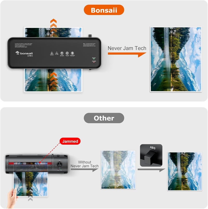 bonsaii Laminator, 9 Inch 4 in-1 Thermal Laminator Machine Never Jam Technology with 40 Laminting Sheets, Paper Cutter, Corner Rounder for Home Office School Business - Image 2